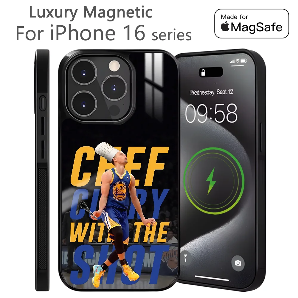 Basketball Shooter Curry Phone Case For IPhone 16 15 14 13 Pro Max Plus Mini Magnetic Magsafe Wireless Charging Cover