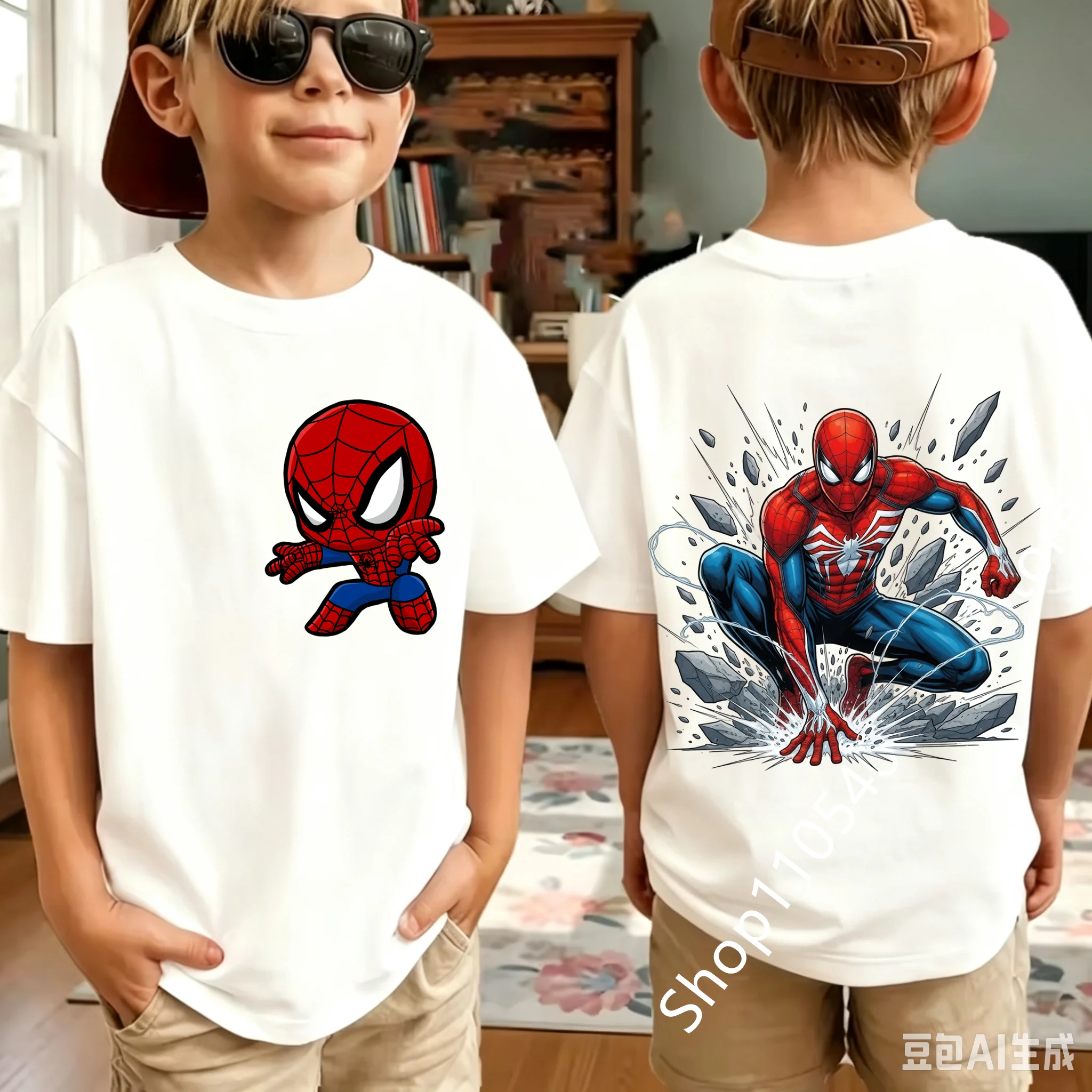 2026 Summer Spider Children's T Shirt Breathable Fabric Classic Character Patterns in A Cute Style Suitable Daily Playwear
