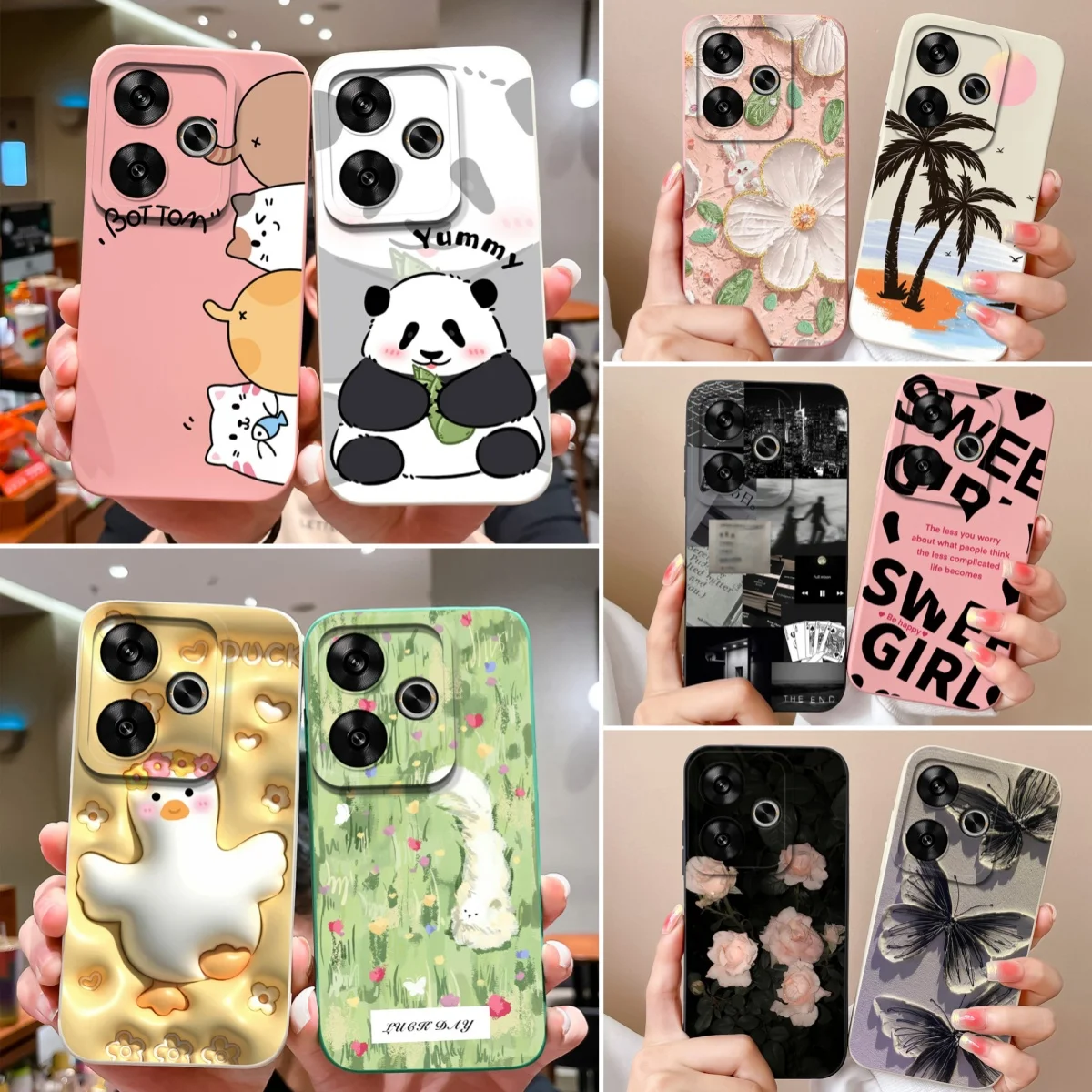 Cute Case For Poco F6 Pro Soft Liquid Silicone Phone Back Cover For Xiaomi Poco F 6 PocoF6 Full Protection Shockproof Case Funda