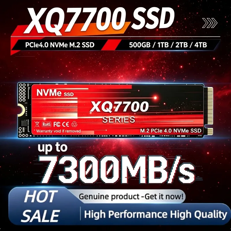 NEW XQ7700 500GB-4TB PCIe4.0 NVMe M.2 SSD, 7300MB/s Max Read, Solid State Hard Disk Drive for Desktop Computers.