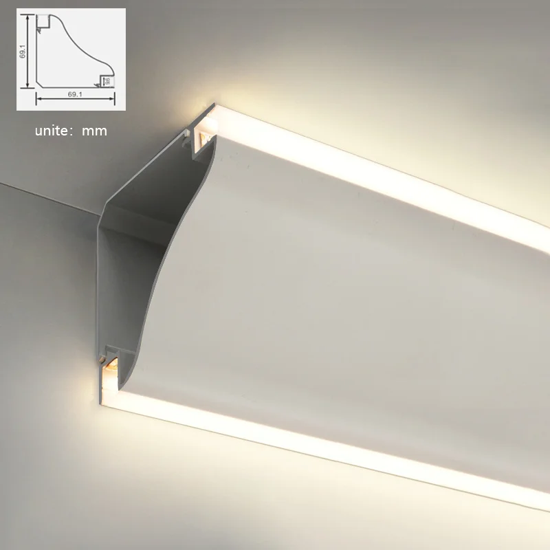 Decke LED Aluminium Profil Oberfläche montiert PC Diffusor Kanal Bar Streifen Lichter 0.5/1m obere Ecke leuchtende Gips Linie Lampe