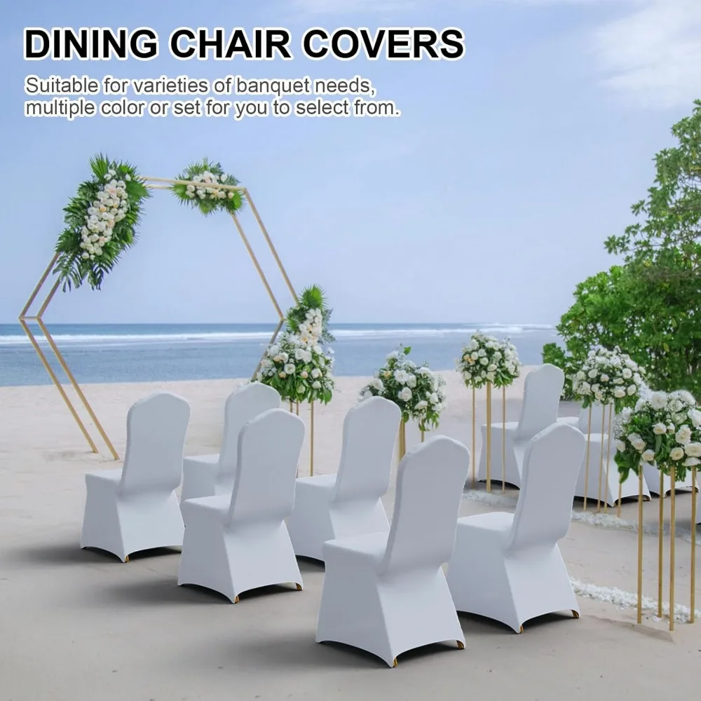 100 عبوة من أغطية الكراسي المصنوعة من الألياف اللدنة لكراسي تناول الطعام، أغطية بوليستر مطاطية مثالية لحفلات الزفاف والحفلات والولائم #6