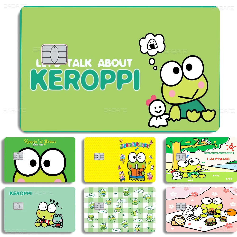 Kawai k-ker k-ero k-keroppi Anime mate película de piel frontal pegatina cubierta para tarjeta de crédito de Chip pequeño tarjeta de débito