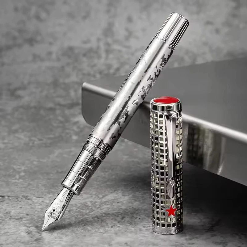 Hongdian WA35 Limited Edition Fountain Pen EF F Nib with Converter Space Shuttle Pattern Writing Gift Pen office study supplies