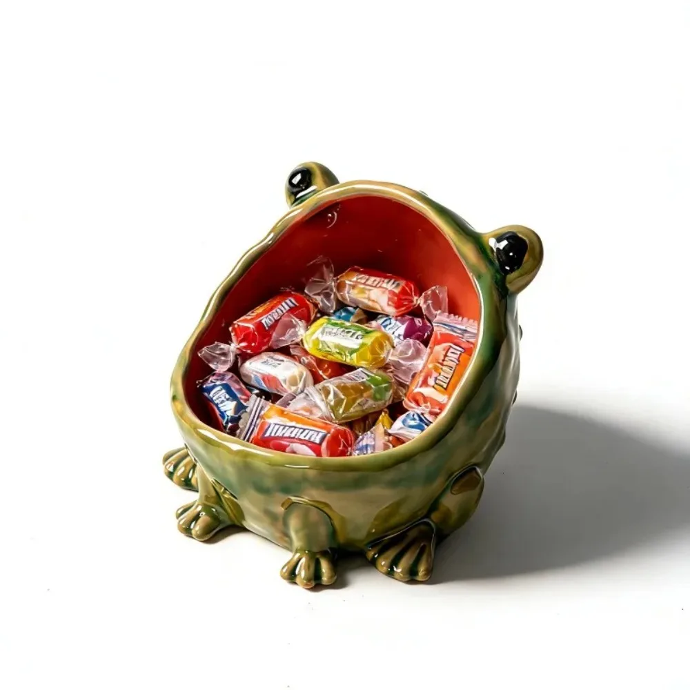 Ceramic Frog Ceramic Storage Bowl Creative Animal Figurine Key Candy Sundries Container Entrance Home Desktop Decor Ornament