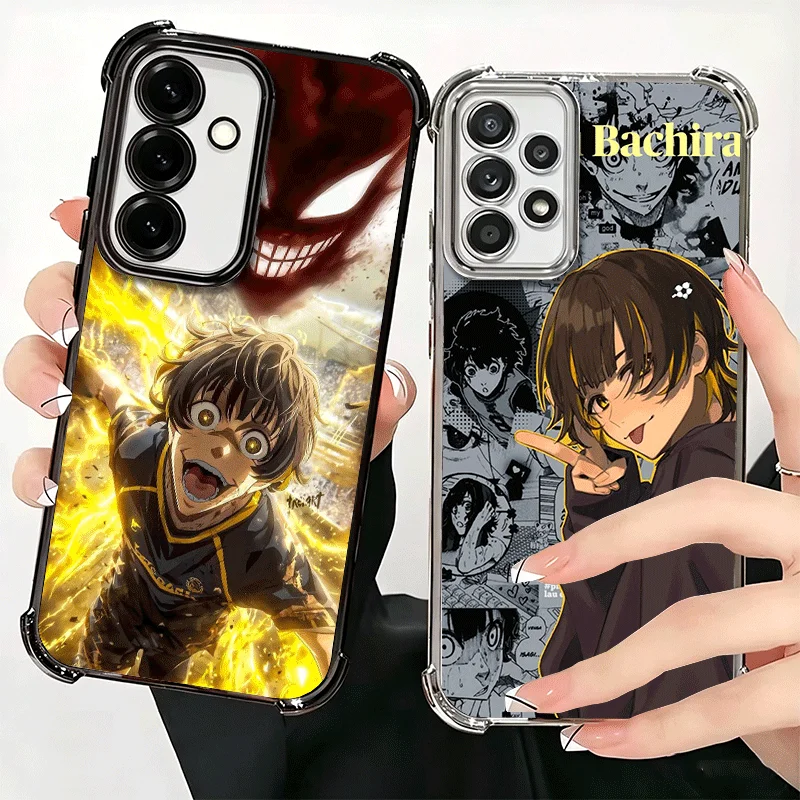 Blue L-Lock Bachira Meguru Plating Phone Case For Samsung A17 A57 A27 A37 A16 A56 A26 A36 A15 A55 A25 A35 A14 A54 A24 A34 A13 A5