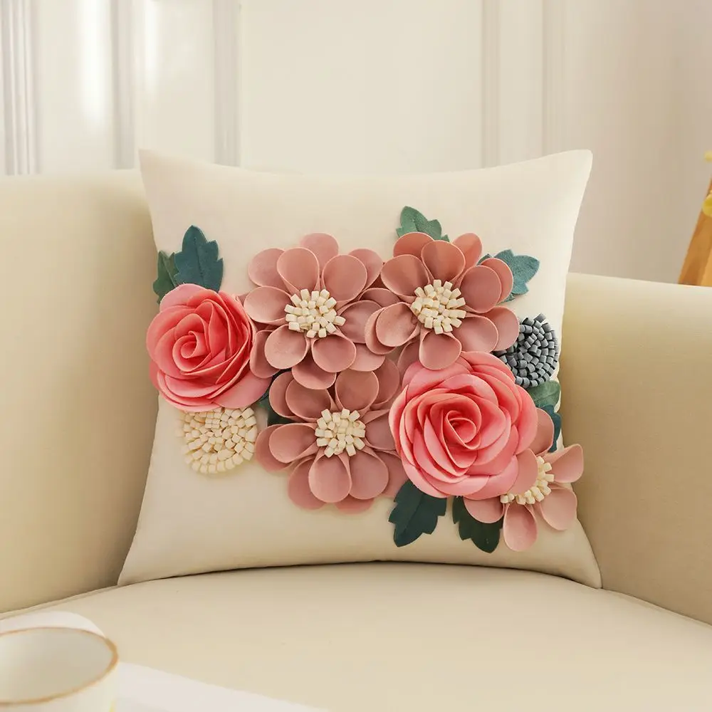 French Style Pillowcase Flower Tree Patchwork Embroidered Cushion Cover Living Room Bedroom Pillow Cover Decorative for Sofa