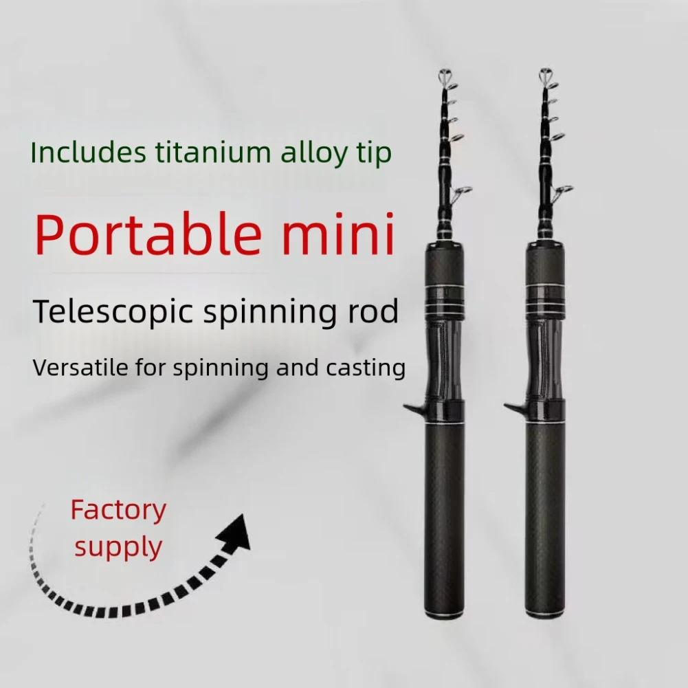 Caña de señuelo telescópica ultraligera con agarre de fibra de carbono y punta sólida diseñada para fácil almacenamiento de mochila y pesca con objetivo pequeño