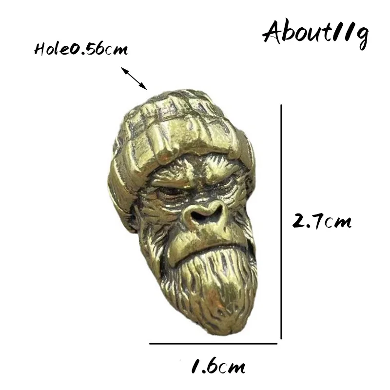 Woolen Hat Gorilla Head Sculpture Brass Knife Beads Animal Orangutan EDC DIY Woven Paracord Lanyard Charms Pendants Accessories