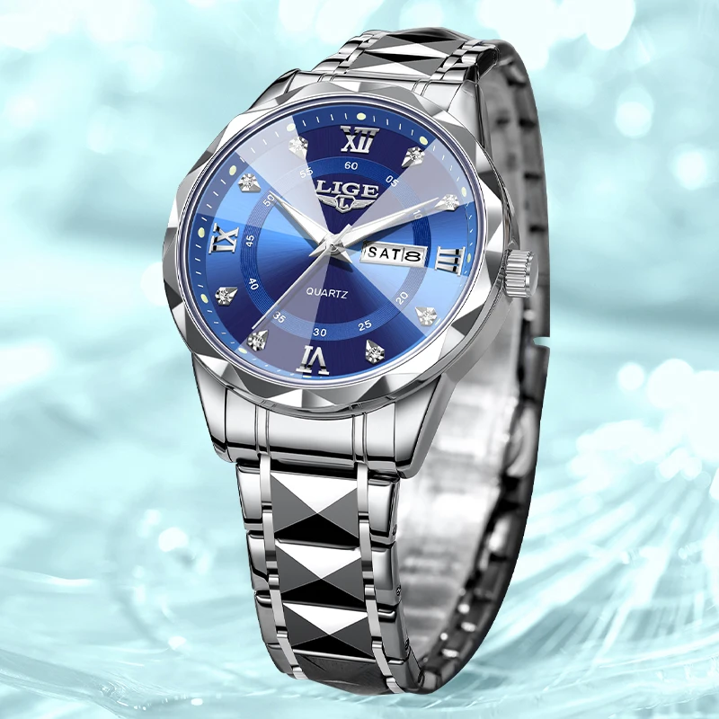 LIGE Elegant Luxury Quartz Woman Watch Classic Date Week Fashion Casual Fashion Bracelet Waterproof Steel Casual Ladies Watches