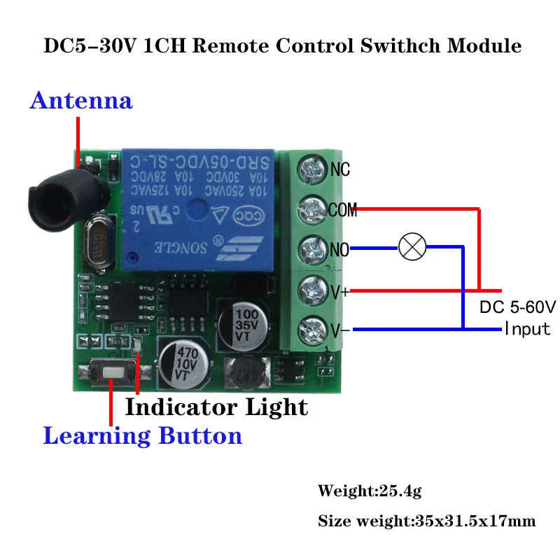 5 stks 10 stks 433 Mhz DC 12 V 5 V-60 V Draadloze Afstandsbediening Schakelaar Relais Ontvanger Module RF Zender 433.92 Mhz Afstandsbediening