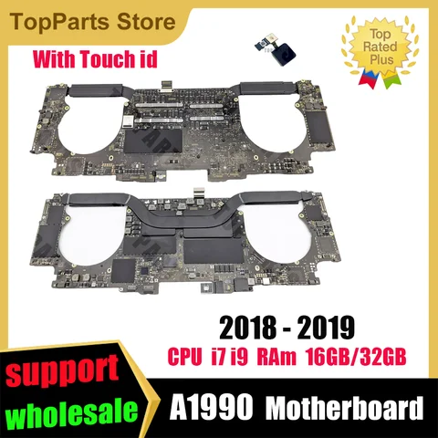 A1990 Motherboard With Touch ID Suitable for 15" A1990 Logic Board i7 i9 RAM 16GB 32G 256G 512G 1TB 2018 2019