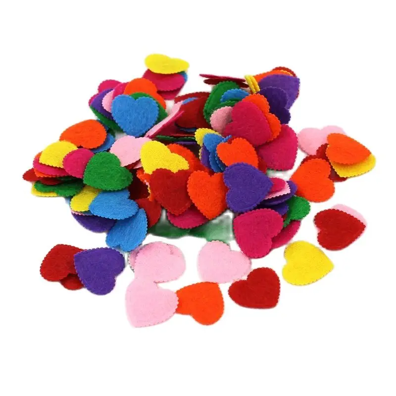 200 pz/lotto 20mm nuovo fiore Non tessuto colore misto Appliques in feltro a forma di cuore per accessori per forniture artigianali fai da te