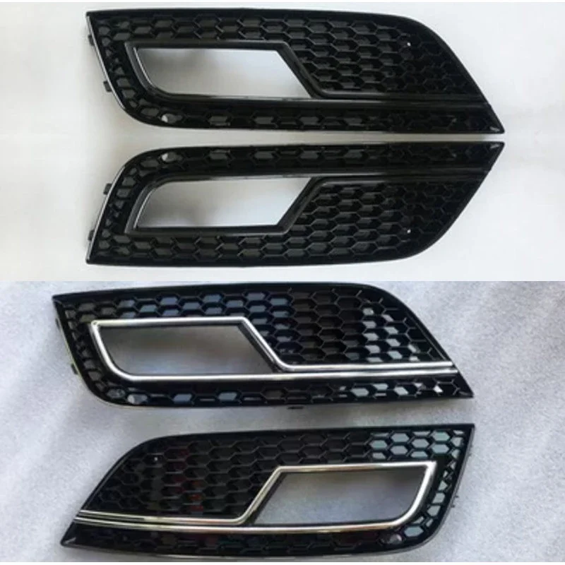 

2pcs Auto Front Black Chrome Honeycomb Bumper Fog Light Grille Grill for AUDI A4 QUATTRO B8 B9 2013 2014 2015 2016 RS4