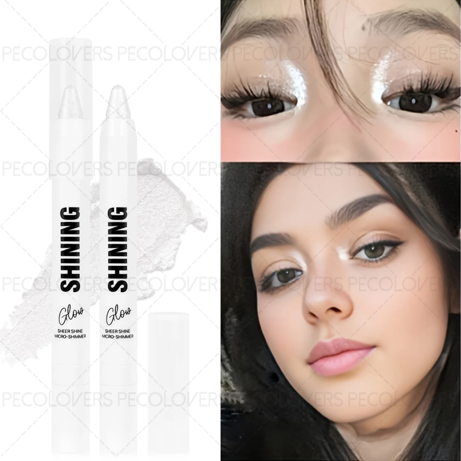 メタリックグリッターアイシャドウペンシル1本 - キラキラ輝くピンクのきらめき、クリーミーで塗りやすく、防水性があり、長持ちします。