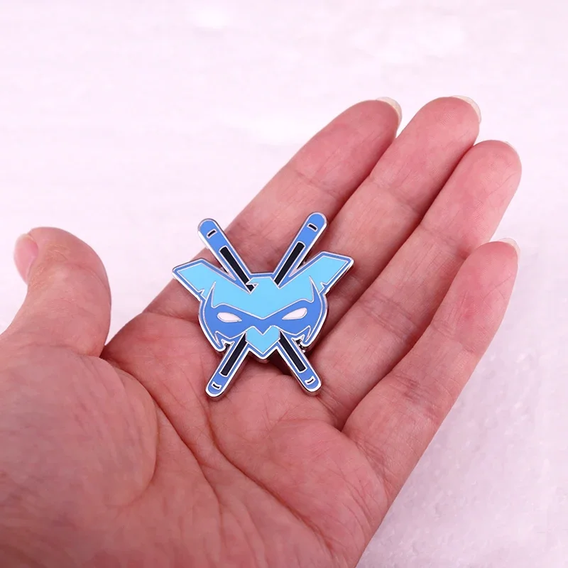 Superhero Badge Comic Character Blue Mask Enamel Pin Brooch Jewelry for Various Clothing Backpacks and Bags