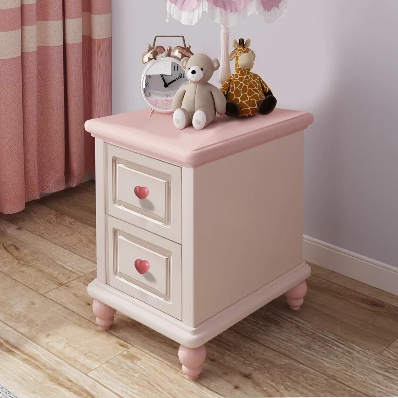 Bedside table solid wood pink 10/15/20 cm princess style home girl bedroom princess style small apartment storage cabinet