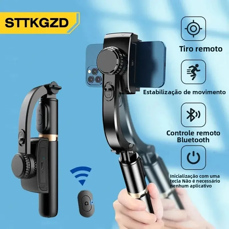 Estabilizador gimbal portátil, bastão de selfie, ação de smartphone, tripé bluetooth para transmissão ao vivo