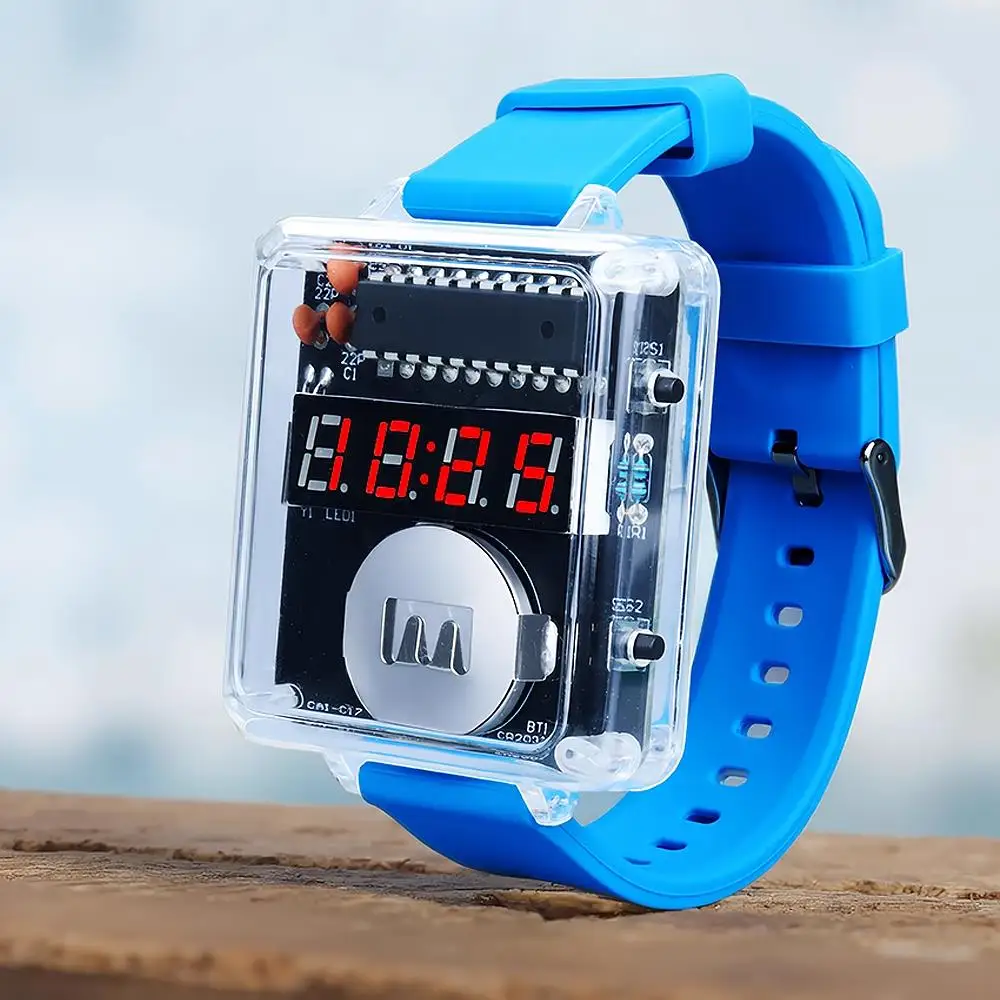 LED DIY Electronic Watch Kit Digital Tube Clock Accessories Soldering Assembly Electronic Silicone Watch