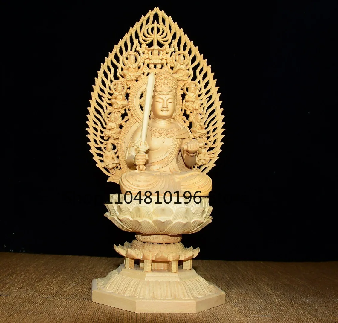 Boxwood Bodhisattva Akashagarbha Buddha Terrace Backlight Sitting Buddha