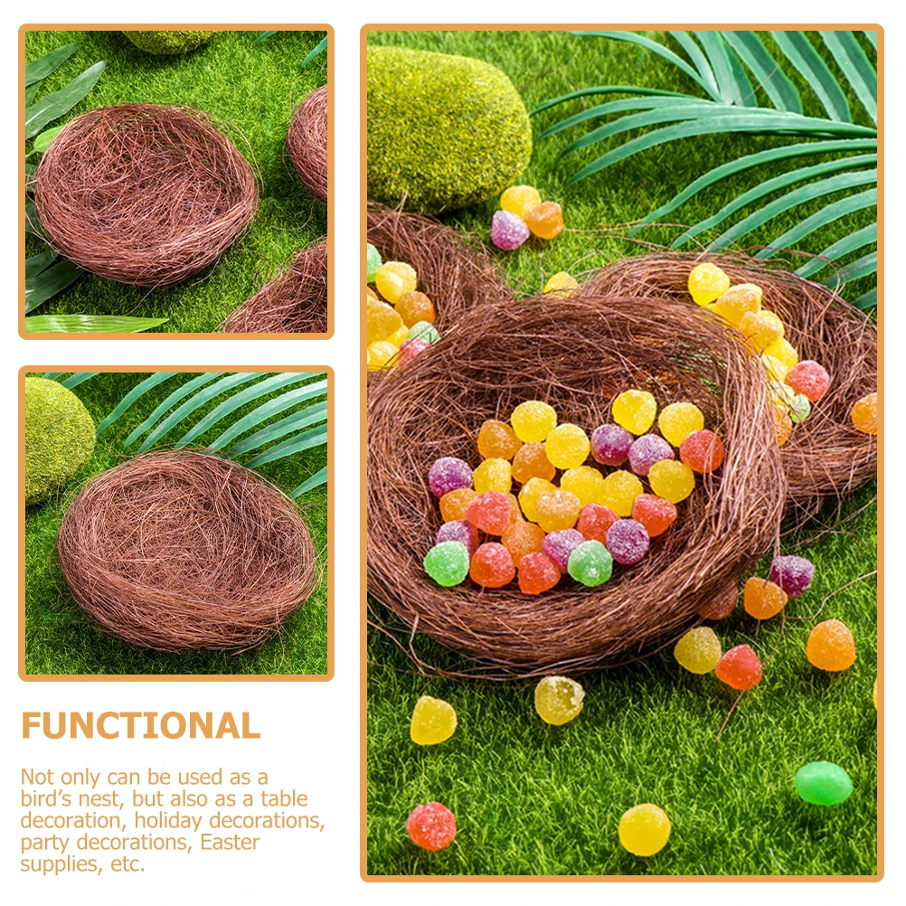 

12pcs Artificial Bird Nest Decorative Plate Small Items Easter Party Rustic Ornament Safe Practical Durable Brown Pet