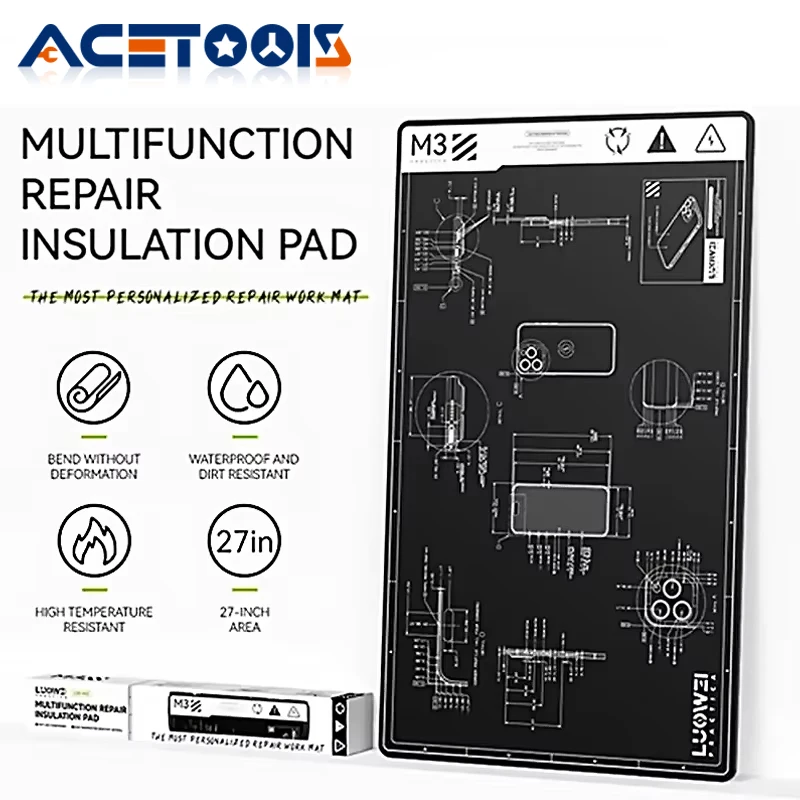 

LUOWEI LW-M3 Многофункциональная ремонтная подушечка для имсулата 27 дюймов, высокая термостойкость для мобильного телефона, инструмент для ремонта сварки печатных плат