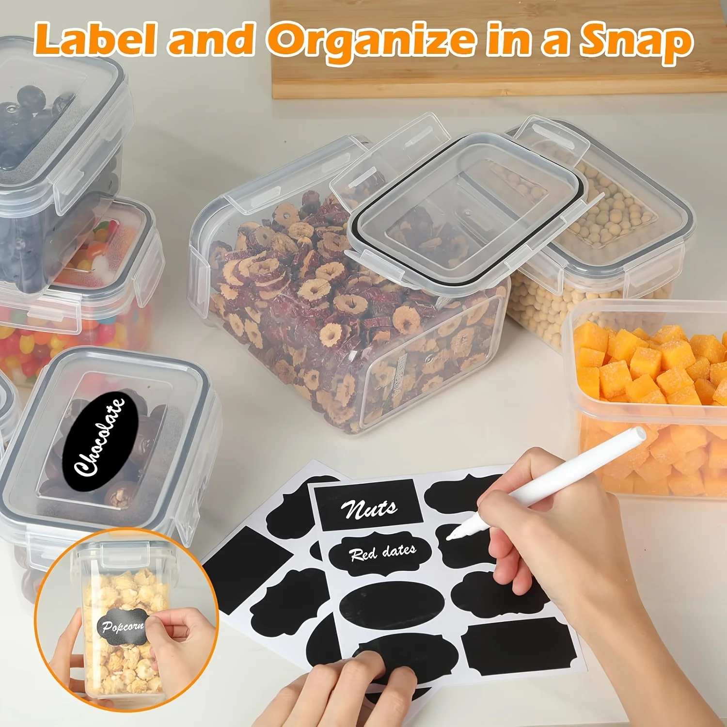 9Pcs Storage Containers 0.8L Tackable Kitchen Organizers