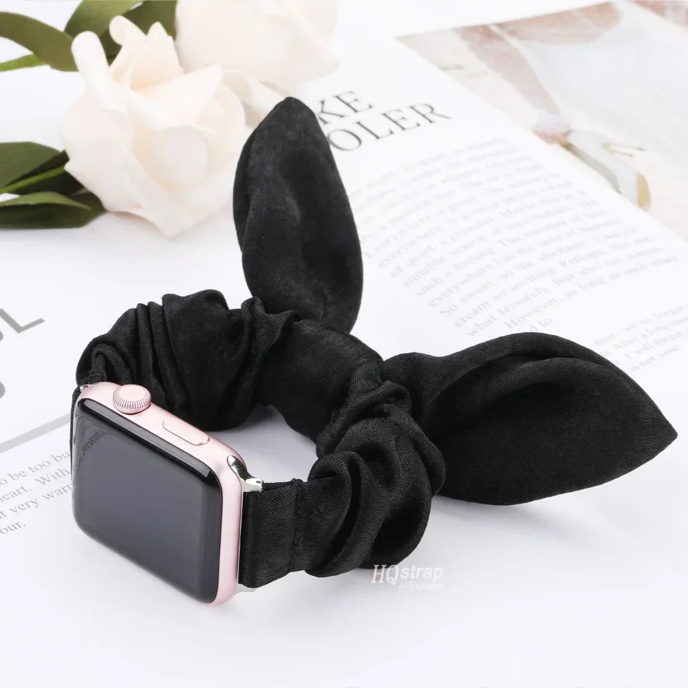 Women Scrunchie Elastic Strap for Apple Watch Band 41mm 40mm 44mm 45mm 38/42mm Belt for IWatch 5 6 7 8 SE 4 Butterfly Bracelet