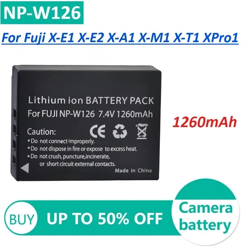 

1260mAh NP-W126 NP W126 Lithium Battery Battery for Fuji X-E1 X-E2 X-A1 X-M1 X-T1 XPro1 Rechargeable Battery