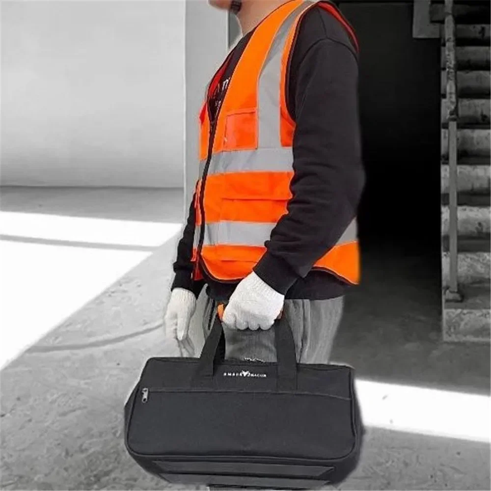 16in Heavy Duty Waterproof Tool Bag with Plastic Base Thickened Fabrics High Quality Tool Pouch Organizer for Electrician Tools