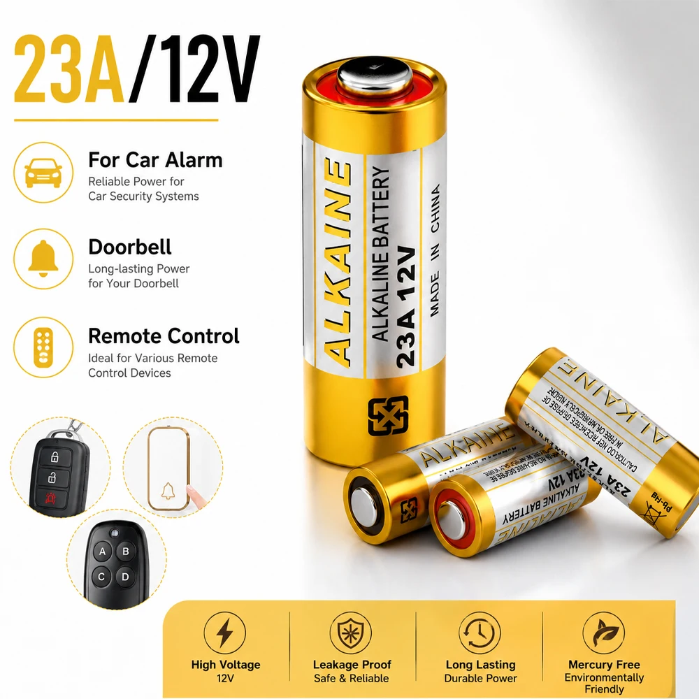 Dry Cell 12V Alkaline Battery A23 23A 23GA A23S E23A MS21 V23GA GP23A LRV08 for Car Alarm Remote Control Doorbell Batteria
