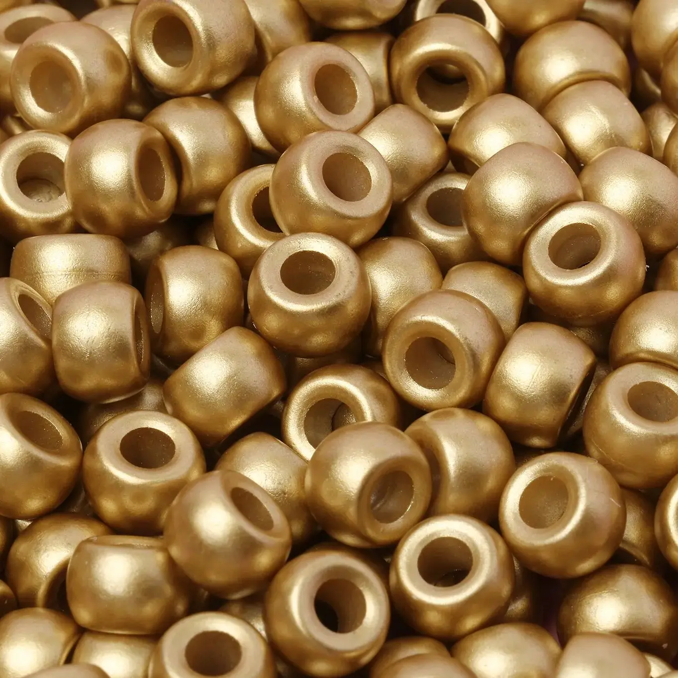 100pcs 6x9mm Gold Color Pony Bead Acrylic Beads Big Hole Beads For Kids DIY Bracelets Making Fashion Hair Beads Accessories