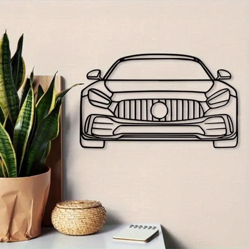 Metal Wall Art Vintage Sports Car Powder Coated Iron Rustic Hanging Statue for Garage Man Cave Car Enthusiast Gift
