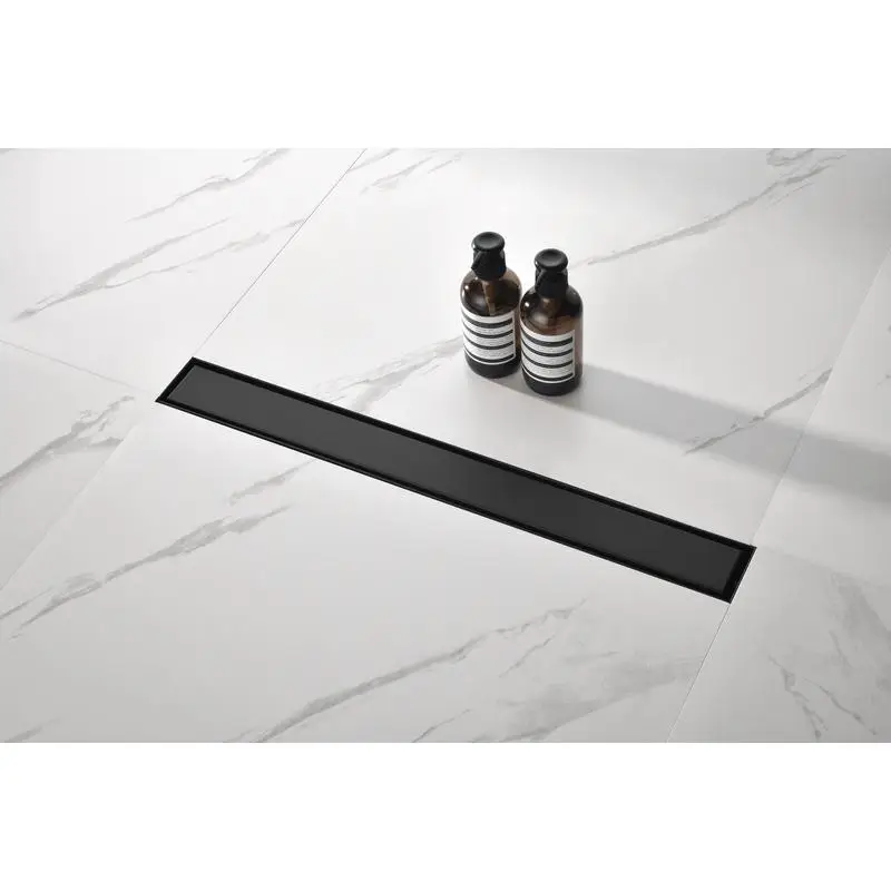 

Linear Shower Drain with Removable Quadrato Grate, 304 Stainless Steel, Includes Hair Strainer & Leveling Feet, Durable and