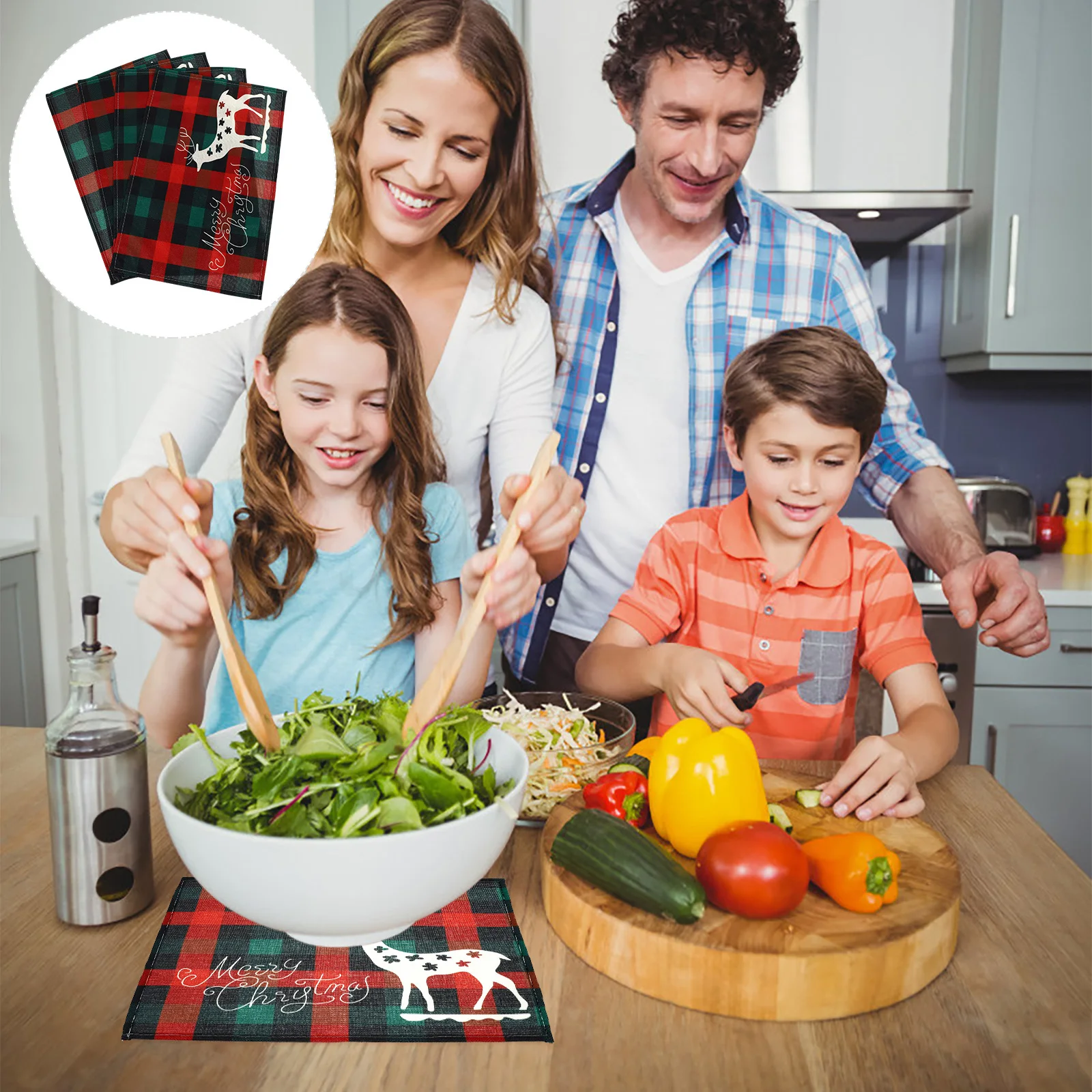 

Homoyoyo 4pcs Christmas Placemat Set Xmas Table Mat Dining Decor Holiday Tabletop Pad for Festive Dinner