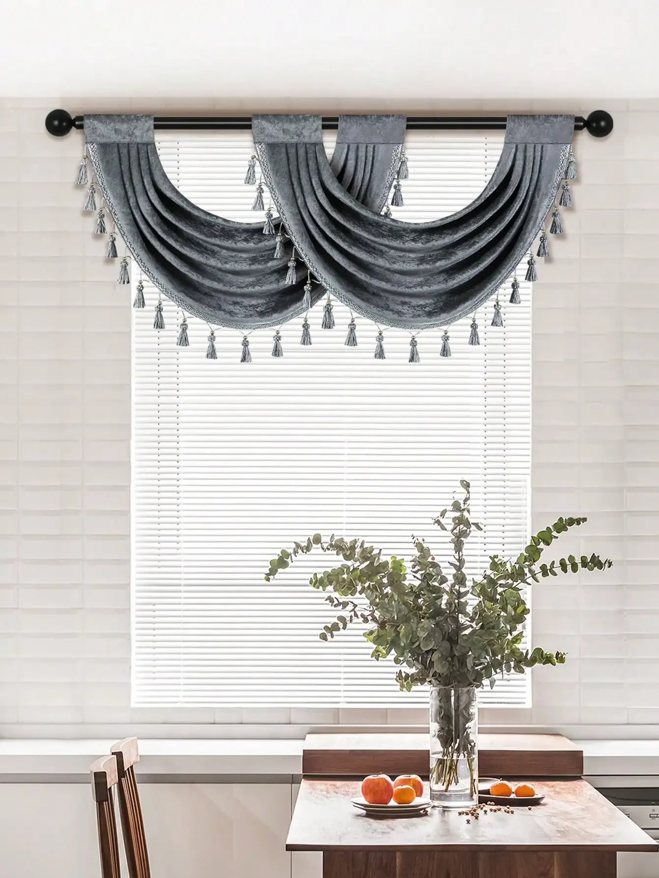 

Wedding Decoration 1PC Piece Gray Hollow Simple European Style Chenille Material Wave Curtain Living Room Door Decoration