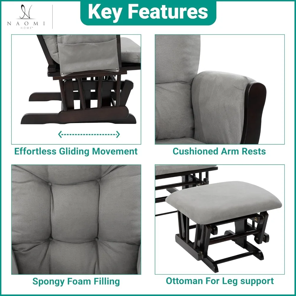 

Set with smooth swinging and sliding motion, ergonomic high backrest support, and soft cushioned armrests