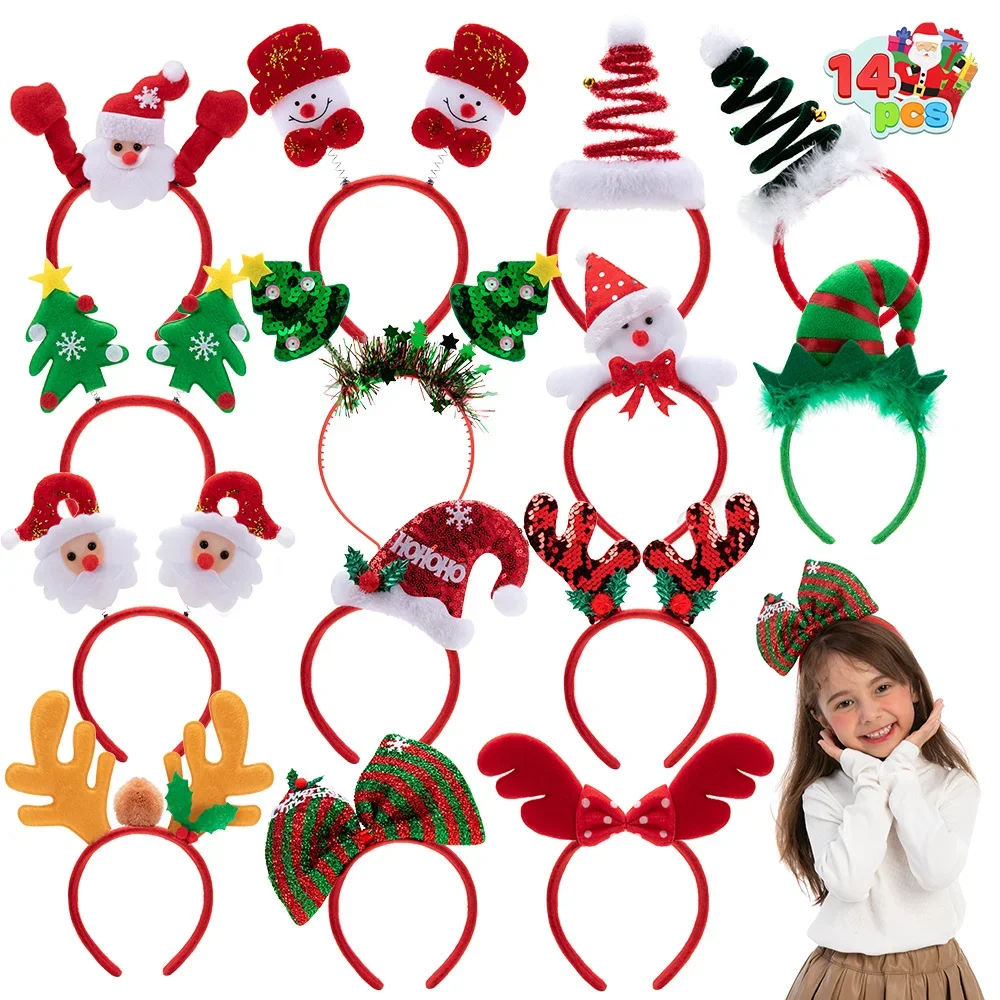 Sloosh, set da 14 cerchietti natalizi con diversi motivi, ideali per feste e celebrazioni natalizie, adatti a bambini, donne e uomini, perfetti come regali per le feste natalizie (taglia unica),