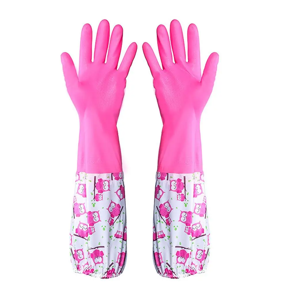 Waterproof And Warm Rubber Gloves Kitchen Washing Dishes Gloves Housework Gloves Women’s Cleaning W1W6