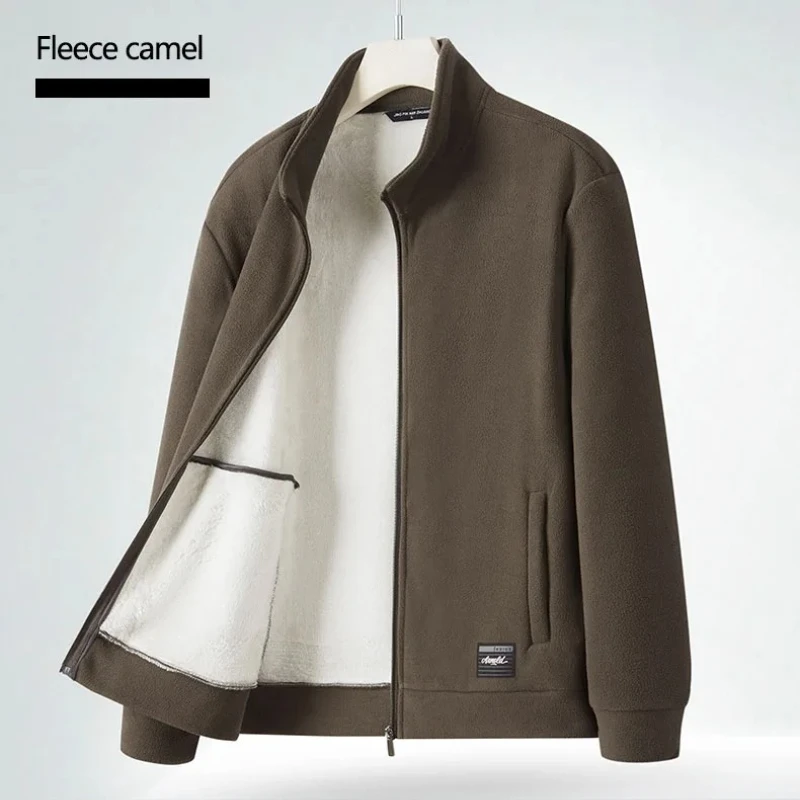 

Мужская утолщенная флисовая куртка, осень-зима, кардиган с воротником-стойкой, куртка на флисовой подкладке на молнии, мужское спортивное пальто на открытом воздухе
