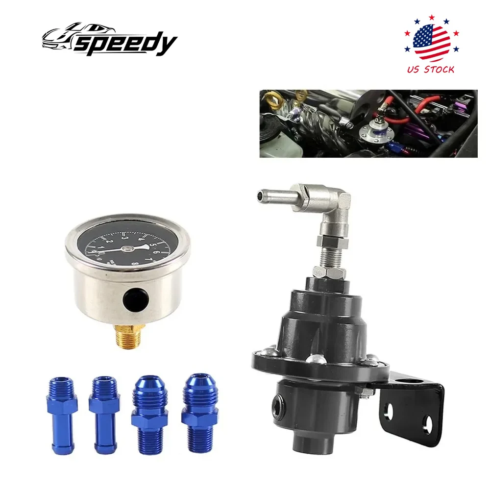 

Adjustable Fuel Pressure Regulator with Gauge Kit Vehicle Refitting Fuel Supercharger Regulating Valve Aluminum