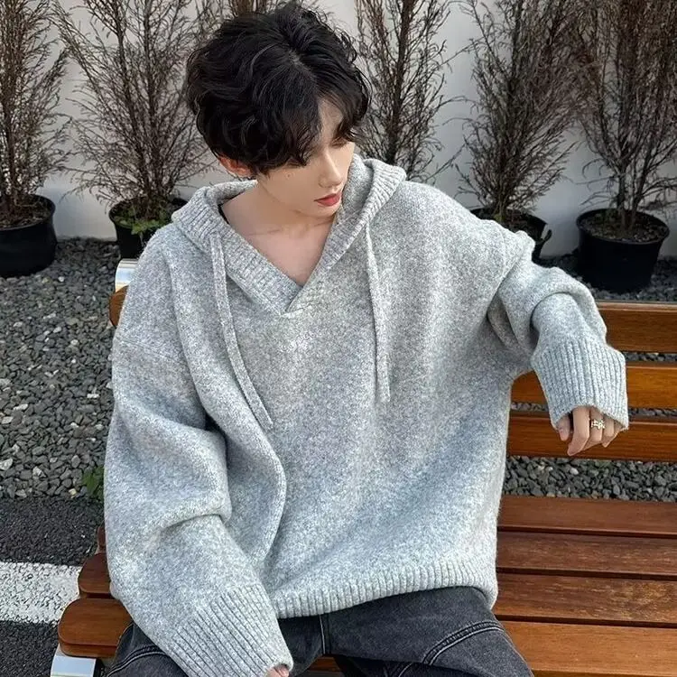 

Мужской трикотаж для колледжа с капюшоном American Sle, осенне-зимний мужской трикотажный комплект высокой чувствительности, повседневный свободный крой, длинный...