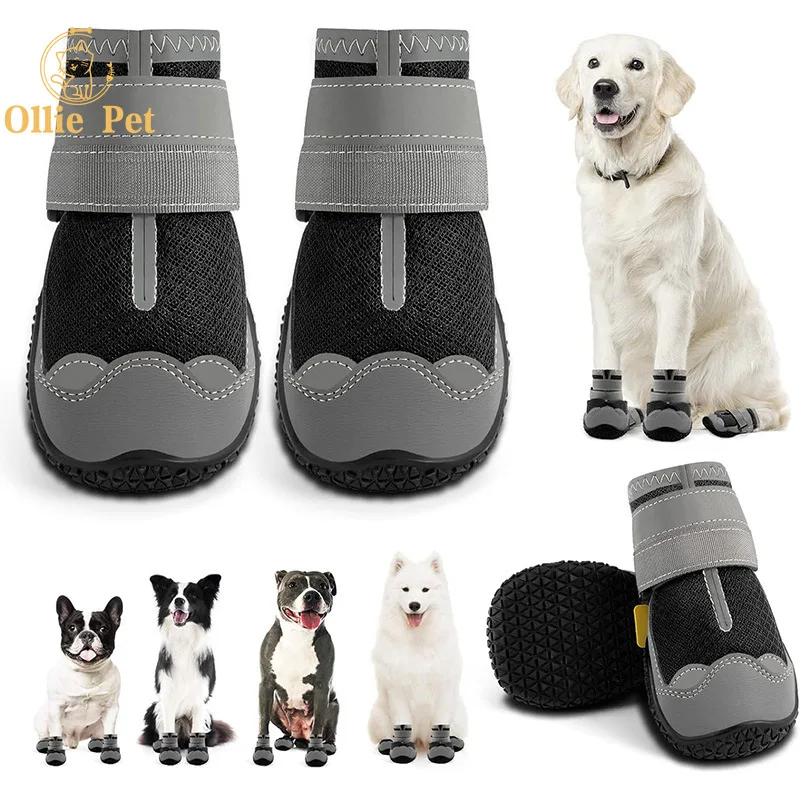 4pcs/set WaterProof Rain Pet Dog Shoes Silicone Anti-slip Outdoor Shoes for Medium and Large Dogs Pet Booties Paw Accessories