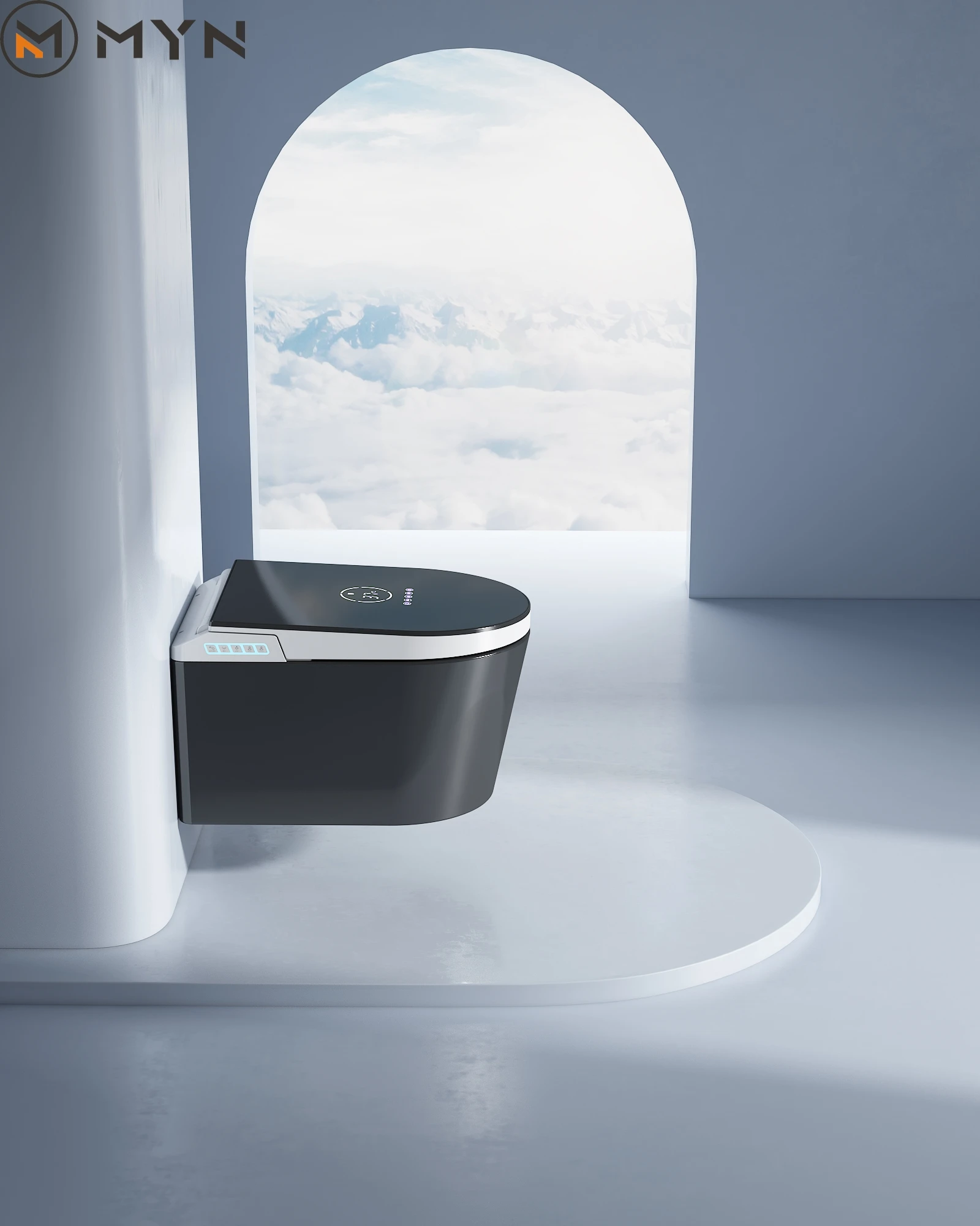 2025 High End Black White Wall Hung Ceramic Smart Electric Intelligent Toilette Wc Automatic Bathroom Wall Mounted Toilet