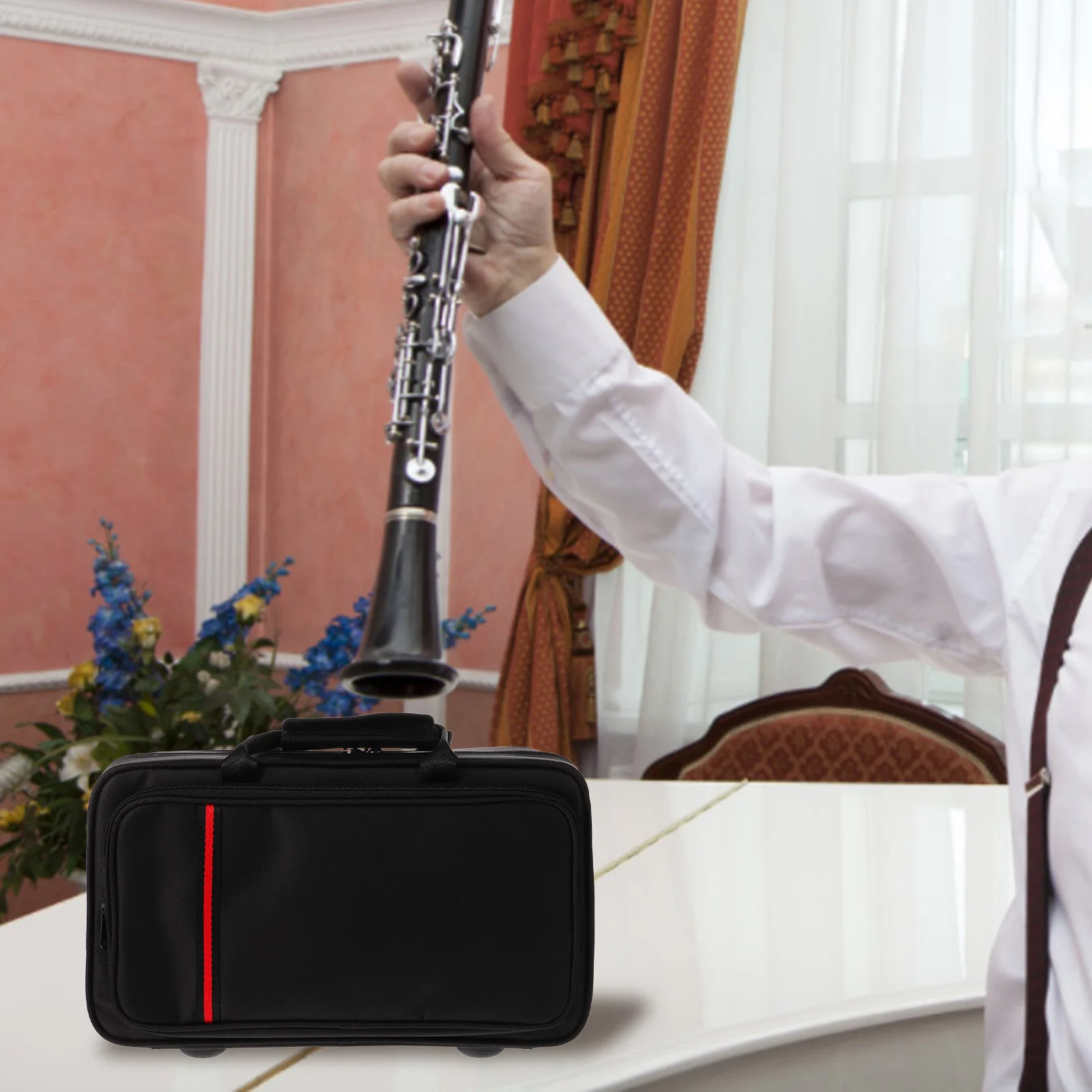 

Shockproof Clarinet Backpack Black Oxford Fabric Portable Tube Storage Bag Instrument Case Durable Double Strap Scratch