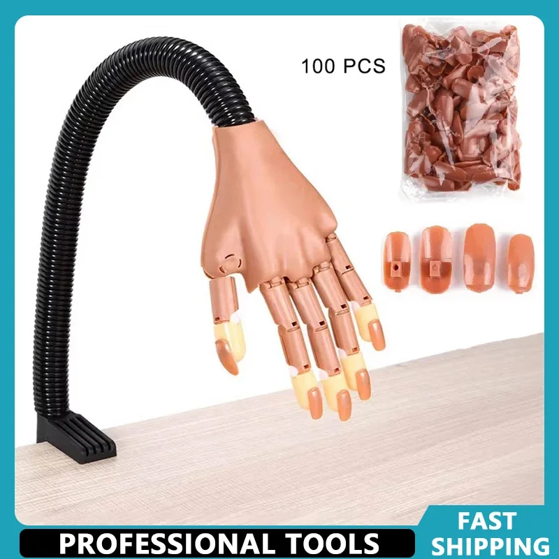 

Nail Art Practice Hand for Manicure Practice, Acrylic Nail Tips, Fake Nails, Nail Training Equipment Tools, 100Pcs