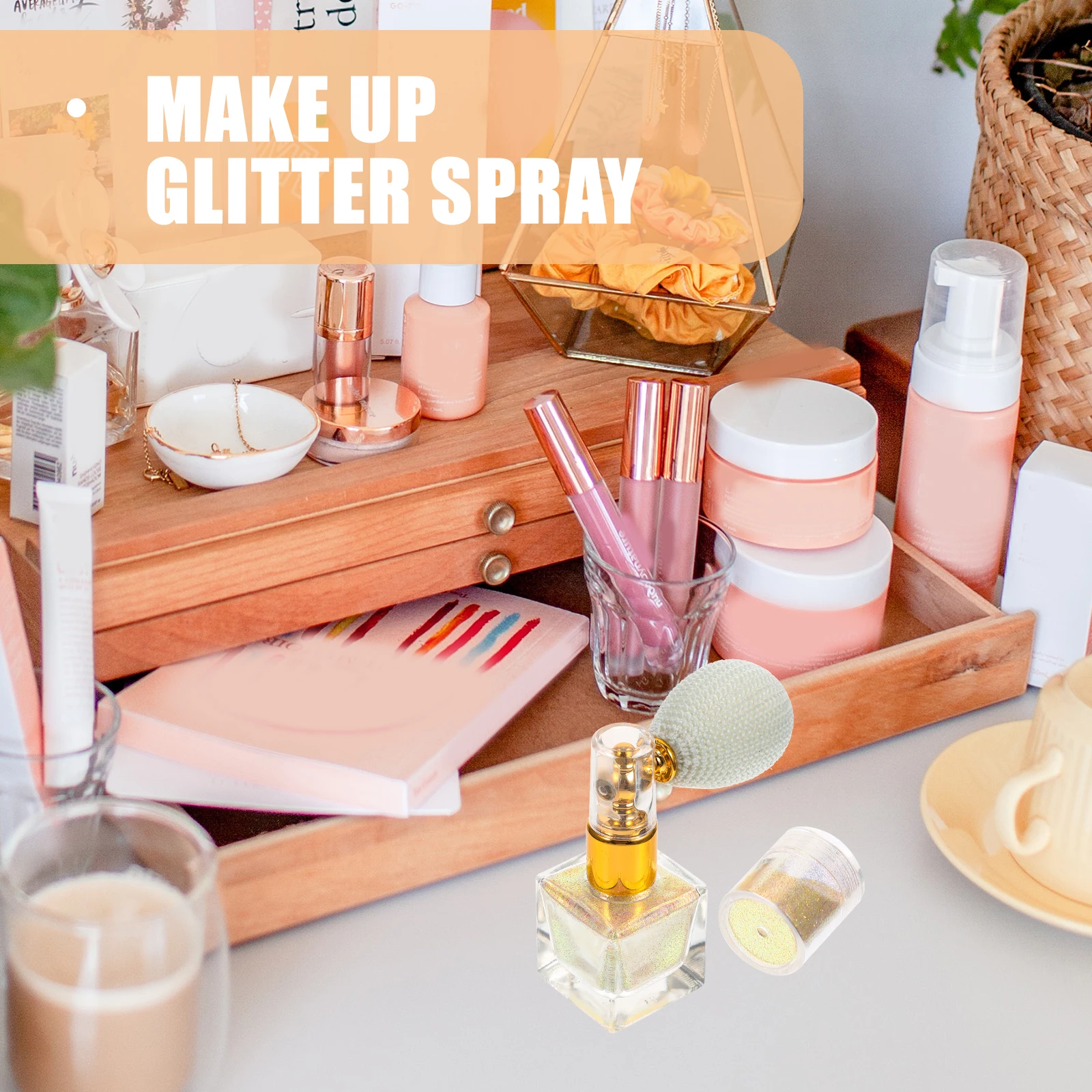 

1 set Shimmering Glitter Powder Spray Replaceable Refill For Face Body Hair Highlighter Portable Lightweight Makeup Sparkle Mist