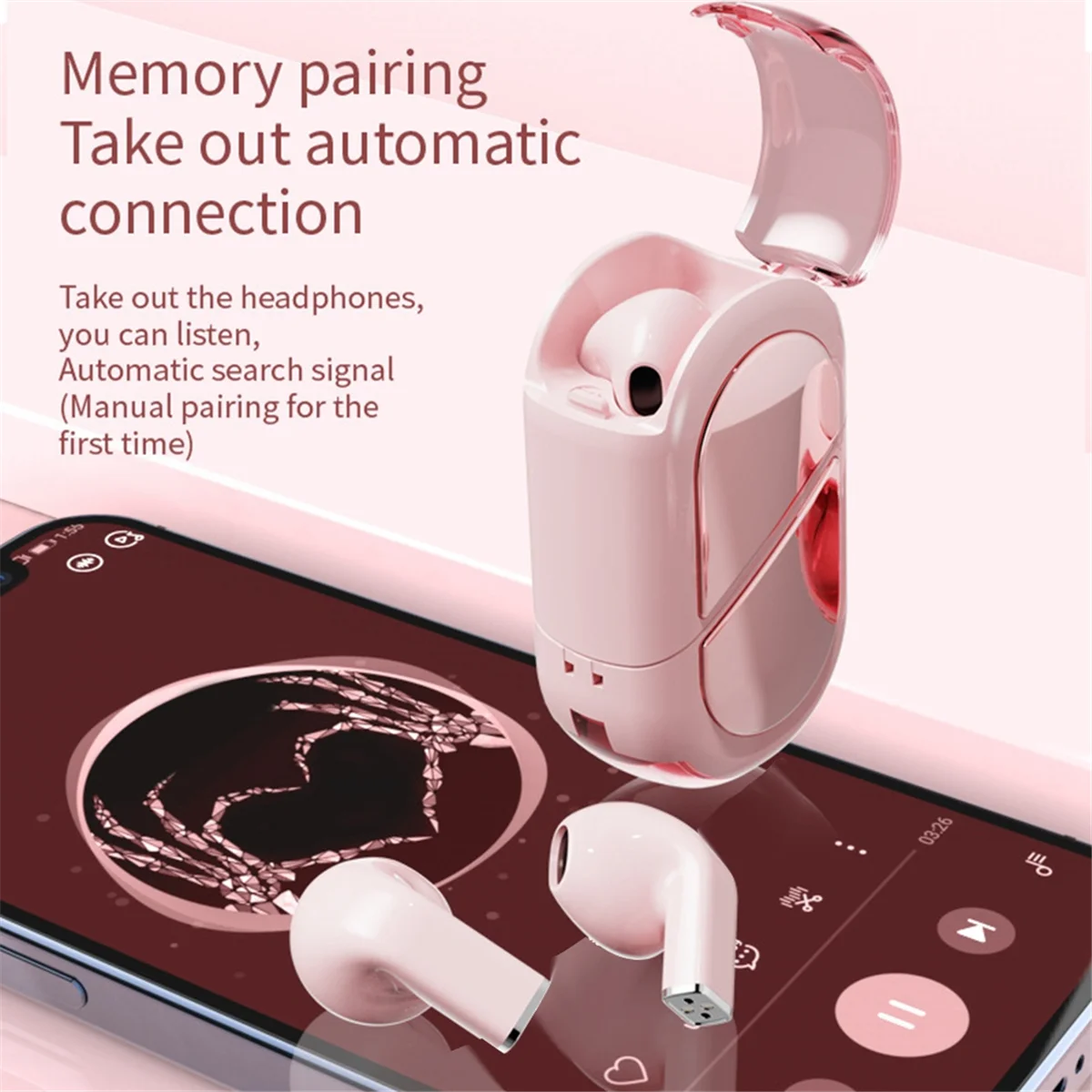 

Wireless Bluetooth 5.3 Earphones Heart Shaped TWS Heart Shaped In-Ear Earbuds Couple Earphones Gamer Earphones White