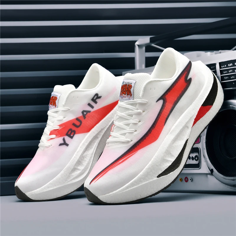 Men's Trail Racing Running Shoes Cushion Breathable Mesh Stable Wearable Outdoor Carbon Plate Marathon Sport Training Sneakers