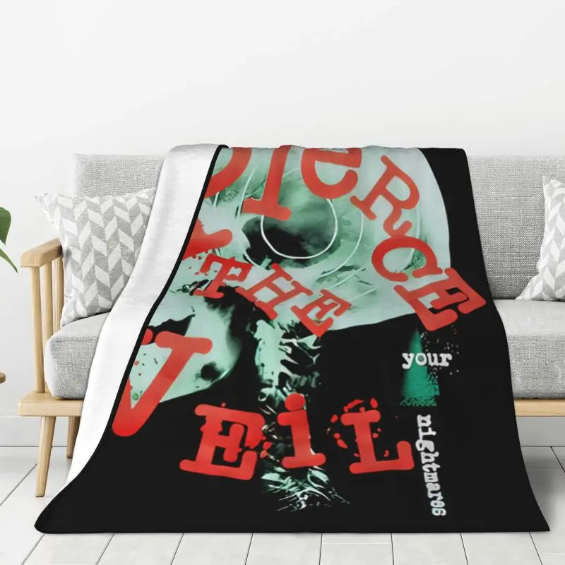 

Custom Ultra-Soft Fleece Pierce Veil Skull Ray Throw Blanket Warm Flannel Blankets for Bed Home Couch Bedspreads